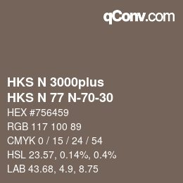 Color code: HKS N 3000plus - HKS N 77 N-70-30 | qconv.com