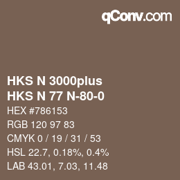 Color code: HKS N 3000plus - HKS N 77 N-80-0 | qconv.com