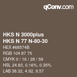 Color code: HKS N 3000plus - HKS N 77 N-80-30 | qconv.com