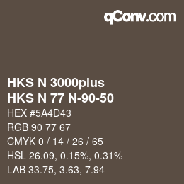 Código de color: HKS N 3000plus - HKS N 77 N-90-50 | qconv.com