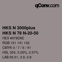 Color code: HKS N 3000plus - HKS N 78 N-20-50 | qconv.com