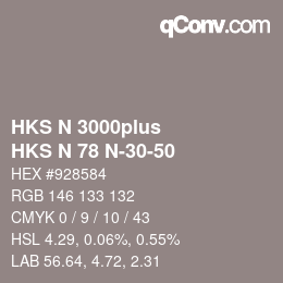 Color code: HKS N 3000plus - HKS N 78 N-30-50 | qconv.com
