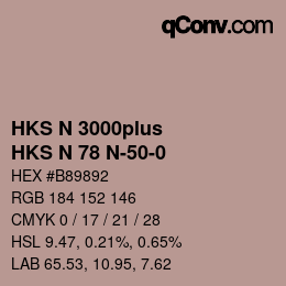 Color code: HKS N 3000plus - HKS N 78 N-50-0 | qconv.com