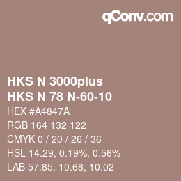 Color code: HKS N 3000plus - HKS N 78 N-60-10 | qconv.com