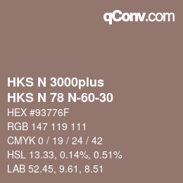 Color code: HKS N 3000plus - HKS N 78 N-60-30 | qconv.com