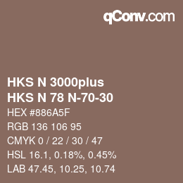 颜色代码: HKS N 3000plus - HKS N 78 N-70-30 | qconv.com