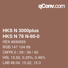 Color code: HKS N 3000plus - HKS N 78 N-80-0 | qconv.com