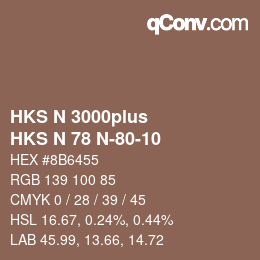 Color code: HKS N 3000plus - HKS N 78 N-80-10 | qconv.com