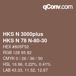 Color code: HKS N 3000plus - HKS N 78 N-80-30 | qconv.com