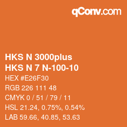 Color code: HKS N 3000plus - HKS N 7 N-100-10 | qconv.com