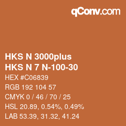 Color code: HKS N 3000plus - HKS N 7 N-100-30 | qconv.com