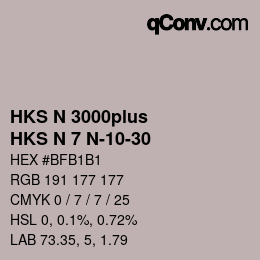 Color code: HKS N 3000plus - HKS N 7 N-10-30 | qconv.com