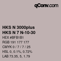 Code couleur: HKS N 3000plus - HKS N 7 N-10-30 | qconv.com