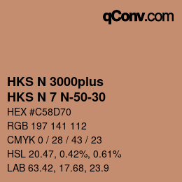 Color code: HKS N 3000plus - HKS N 7 N-50-30 | qconv.com