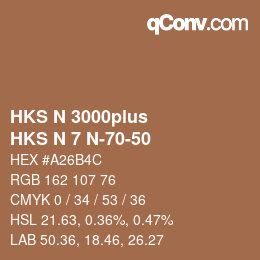Color code: HKS N 3000plus - HKS N 7 N-70-50 | qconv.com
