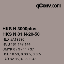 Código de color: HKS N 3000plus - HKS N 81 N-20-50 | qconv.com