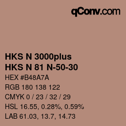 Farbcode: HKS N 3000plus - HKS N 81 N-50-30 | qconv.com