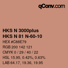 Color code: HKS N 3000plus - HKS N 81 N-60-10 | qconv.com