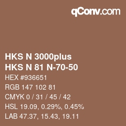 Code couleur: HKS N 3000plus - HKS N 81 N-70-50 | qconv.com