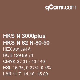 Farbcode: HKS N 3000plus - HKS N 82 N-80-50 | qconv.com
