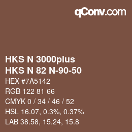 Color code: HKS N 3000plus - HKS N 82 N-90-50 | qconv.com