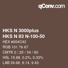 Code couleur: HKS N 3000plus - HKS N 83 N-100-50 | qconv.com