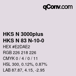 Color code: HKS N 3000plus - HKS N 83 N-10-0 | qconv.com
