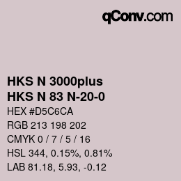 Color code: HKS N 3000plus - HKS N 83 N-20-0 | qconv.com