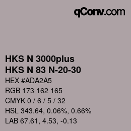 Color code: HKS N 3000plus - HKS N 83 N-20-30 | qconv.com