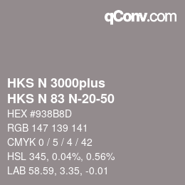 Code couleur: HKS N 3000plus - HKS N 83 N-20-50 | qconv.com