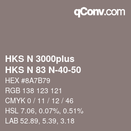 Código de color: HKS N 3000plus - HKS N 83 N-40-50 | qconv.com