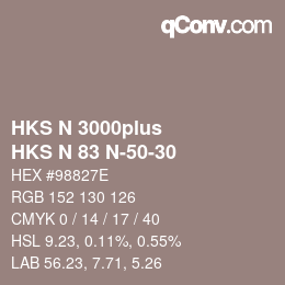 Code couleur: HKS N 3000plus - HKS N 83 N-50-30 | qconv.com