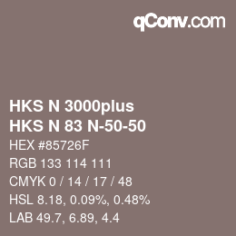Code couleur: HKS N 3000plus - HKS N 83 N-50-50 | qconv.com