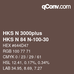 Farbcode: HKS N 3000plus - HKS N 84 N-100-30 | qconv.com