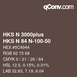 Farbcode: HKS N 3000plus - HKS N 84 N-100-50 | qconv.com