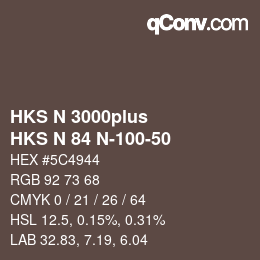 Color code: HKS N 3000plus - HKS N 84 N-100-50 | qconv.com