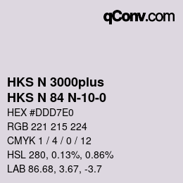 Color code: HKS N 3000plus - HKS N 84 N-10-0 | qconv.com