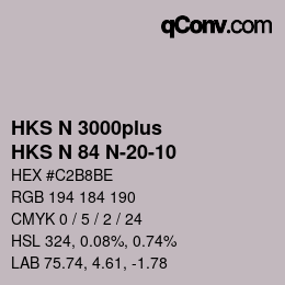 Color code: HKS N 3000plus - HKS N 84 N-20-10 | qconv.com
