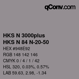 Color code: HKS N 3000plus - HKS N 84 N-20-50 | qconv.com