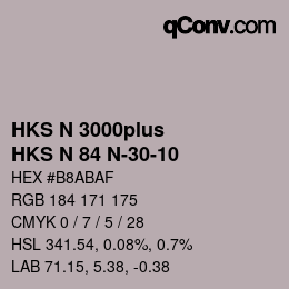 Color code: HKS N 3000plus - HKS N 84 N-30-10 | qconv.com