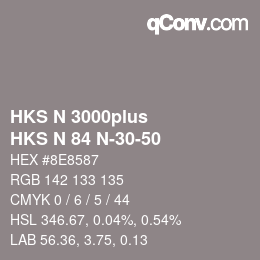 Color code: HKS N 3000plus - HKS N 84 N-30-50 | qconv.com