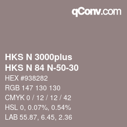 Color code: HKS N 3000plus - HKS N 84 N-50-30 | qconv.com
