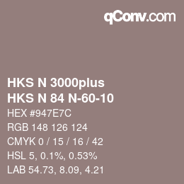 Color code: HKS N 3000plus - HKS N 84 N-60-10 | qconv.com