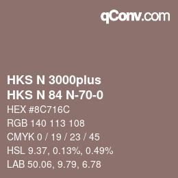 Color code: HKS N 3000plus - HKS N 84 N-70-0 | qconv.com