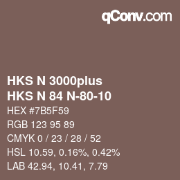 Farbcode: HKS N 3000plus - HKS N 84 N-80-10 | qconv.com
