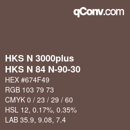 颜色代码: HKS N 3000plus - HKS N 84 N-90-30 | qconv.com
