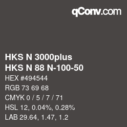 Color code: HKS N 3000plus - HKS N 88 N-100-50 | qconv.com