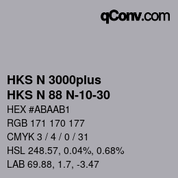 颜色代码: HKS N 3000plus - HKS N 88 N-10-30 | qconv.com