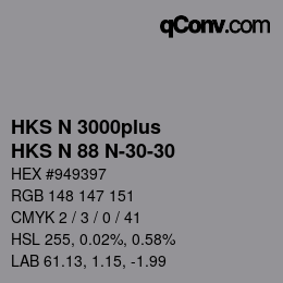 Código de color: HKS N 3000plus - HKS N 88 N-30-30 | qconv.com