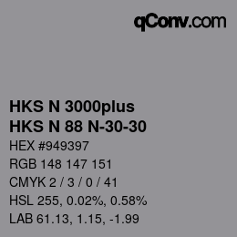 Code couleur: HKS N 3000plus - HKS N 88 N-30-30 | qconv.com